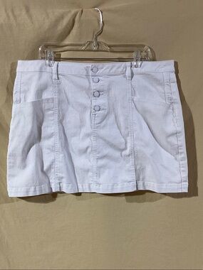 Daily Thread Size 1X White Button-Front Denim Mini Skirt